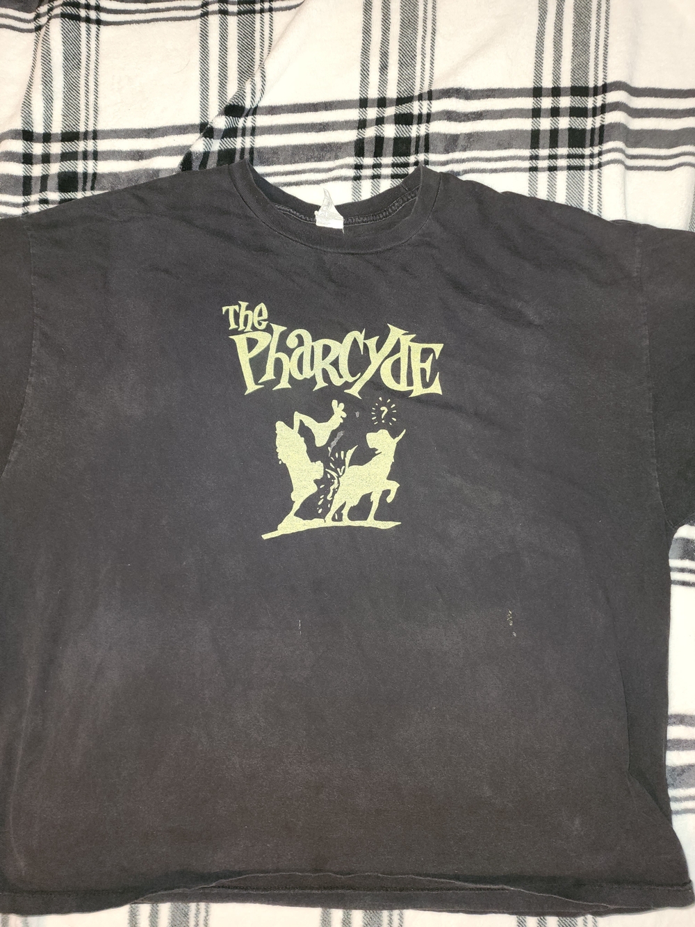 Alstyle Black Short Sleeve Tee with Pale Yellow The Pharcyde Graphic